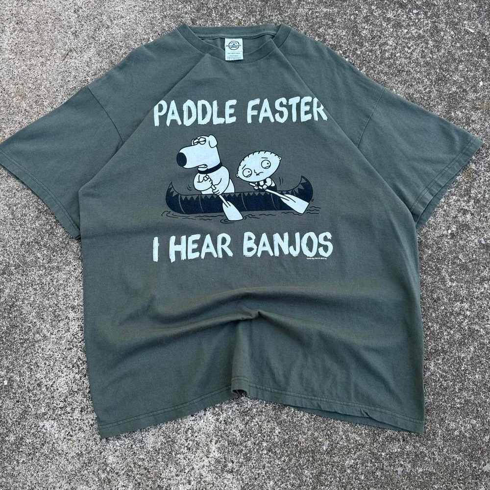 Vintage Y2K Family Guy Delta Pro Weight Paddle Faster T-Shirt Green XL (g6)